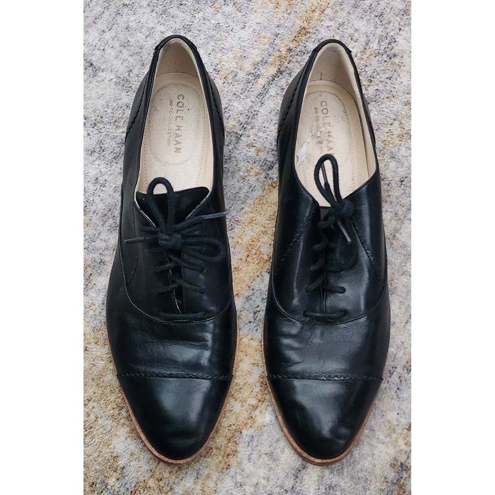Cole Haan Women's Black Leather Go-to Arden Oxford Shoes Size 8B W20348